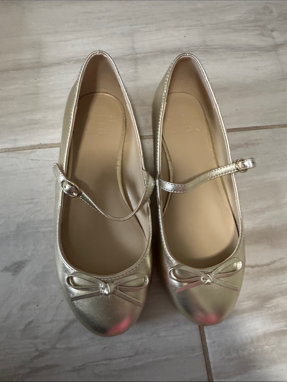 Janie and Jack Gold Mary Jane Ballet Flats with Bow